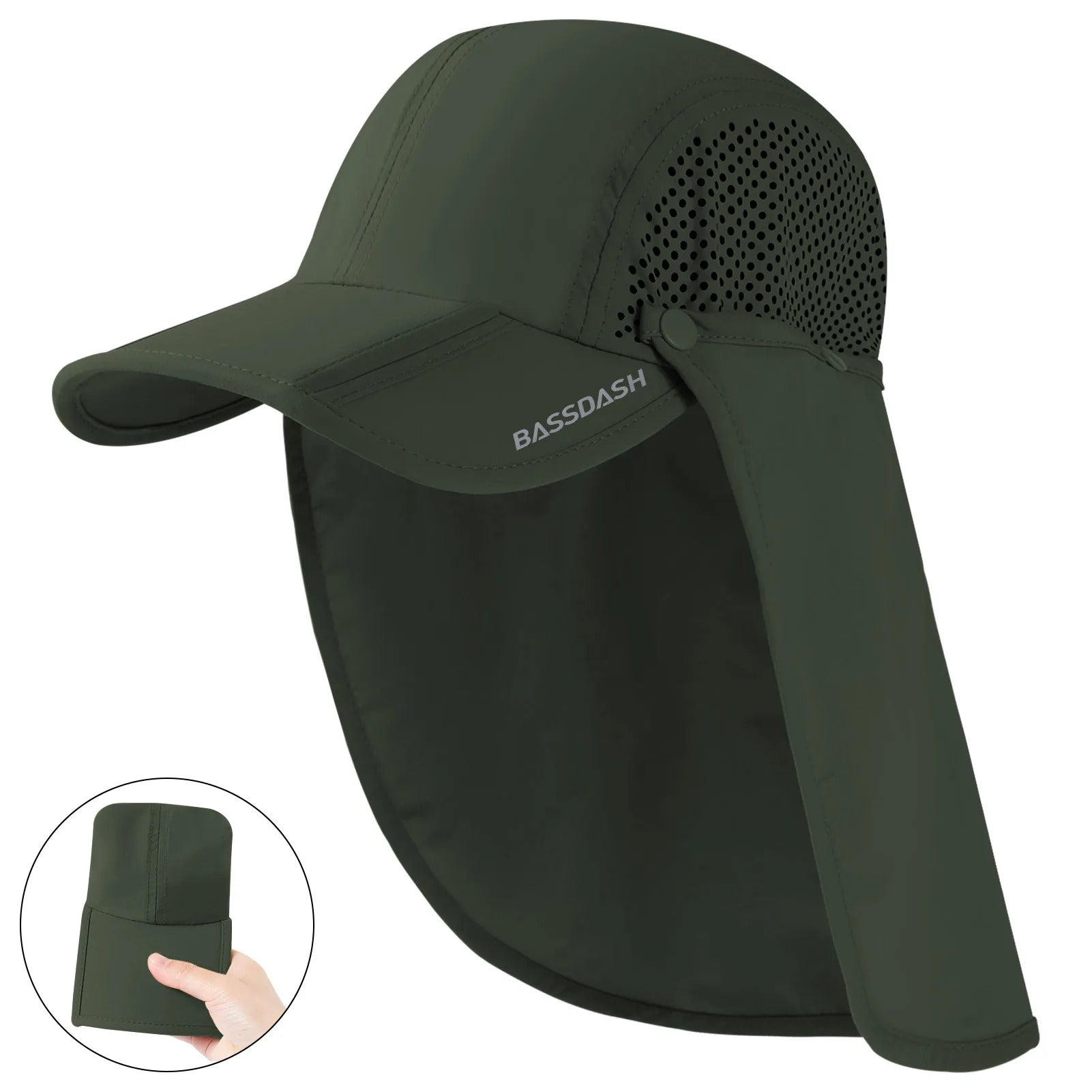 50+ Foldable Fishing Hat Baseball Cap with Removable Neck Flap Portable for Men Women Golf Hiking