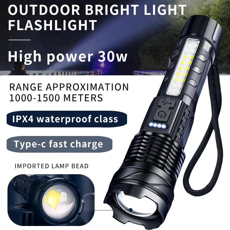 Laser Flashlight High Lumens Rechargeable 1 Pack/2 Pack, Super Bright Led Flashlights with 7 Light Modes, IPX6 Waterproof, Powerful Handheld Flash Light for Camping Home Emergencies