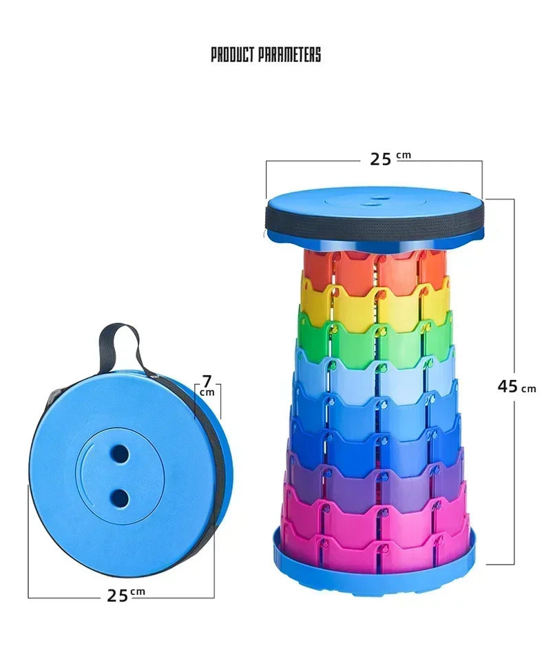 Portable Plastic Folding Telescopic Chair, Lightweight Adjustable Stool for Fishing Beach Camping, Compact Outdoor Foldable Seat