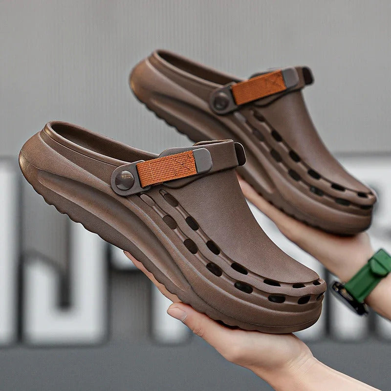 Quick-Dry EVA Solid Color Mens Sandals Fashion Trendy Lightweight Outdoor Travel Essentials Beach Shoes Casual Men’s Slippers