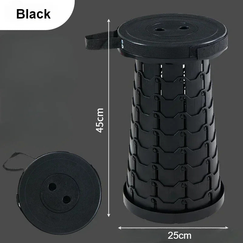 Portable Plastic Folding Telescopic Chair, Lightweight Adjustable Stool for Fishing Beach Camping, Compact Outdoor Foldable Seat