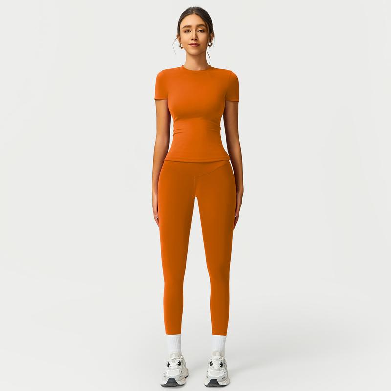 Women's 2-Piece Cherry Print Crew Neck Tee & High-Waist Leggings Set , Extended Hemline, Quick-Dry Snug , Yoga, Gym, Athleisure , Women's Activewear Pilates Outfits Compression Shirts Sweatpants