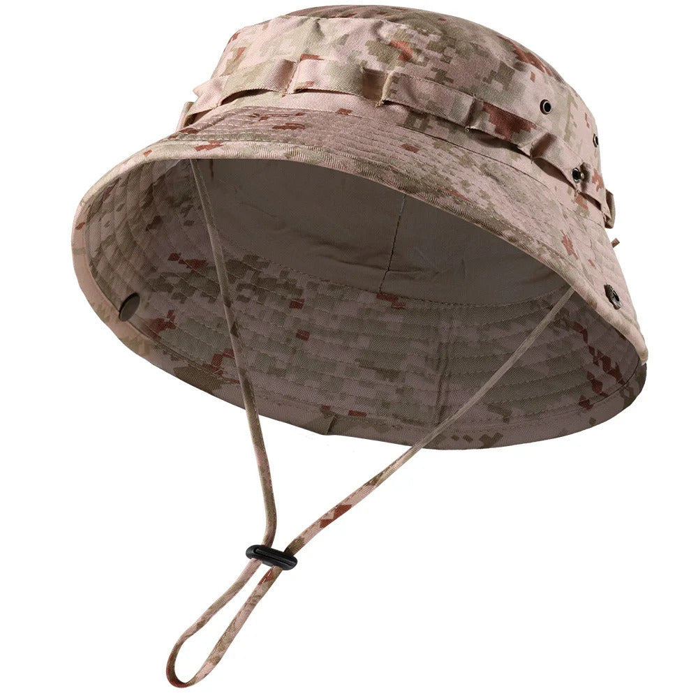 Tactical Fishing Boonie Hats Camouflage Panama Cap Hunting Shooting Outdoor Camping Sun Protection Folding Fisherman Bucket Hat