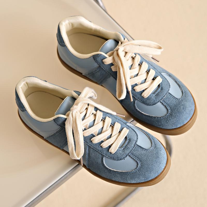 Women's Fashionable Patchwork Lace Up Low Top Casual Flat Sneakers , Casual Comfortable Sports Walking Shoes for Daily Wear, GAT Female All-match Round Toe Casual Shoes for Women & Girls