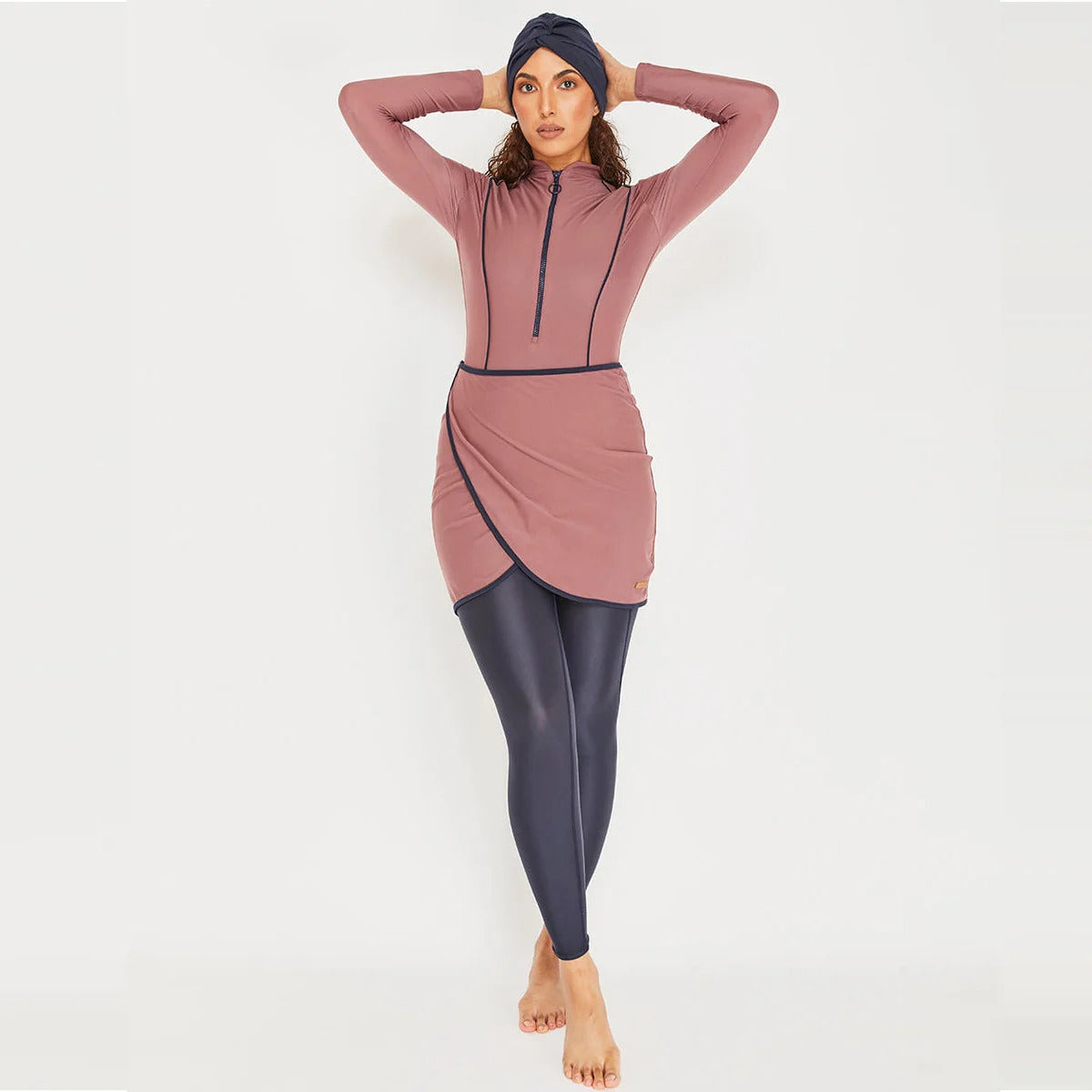 New Muslim Swimwear Women Modest Patchwork Hijab Long Sleeves Sport Swimsuit 3pcs Islamic Burkinis Wear Bathing Suit