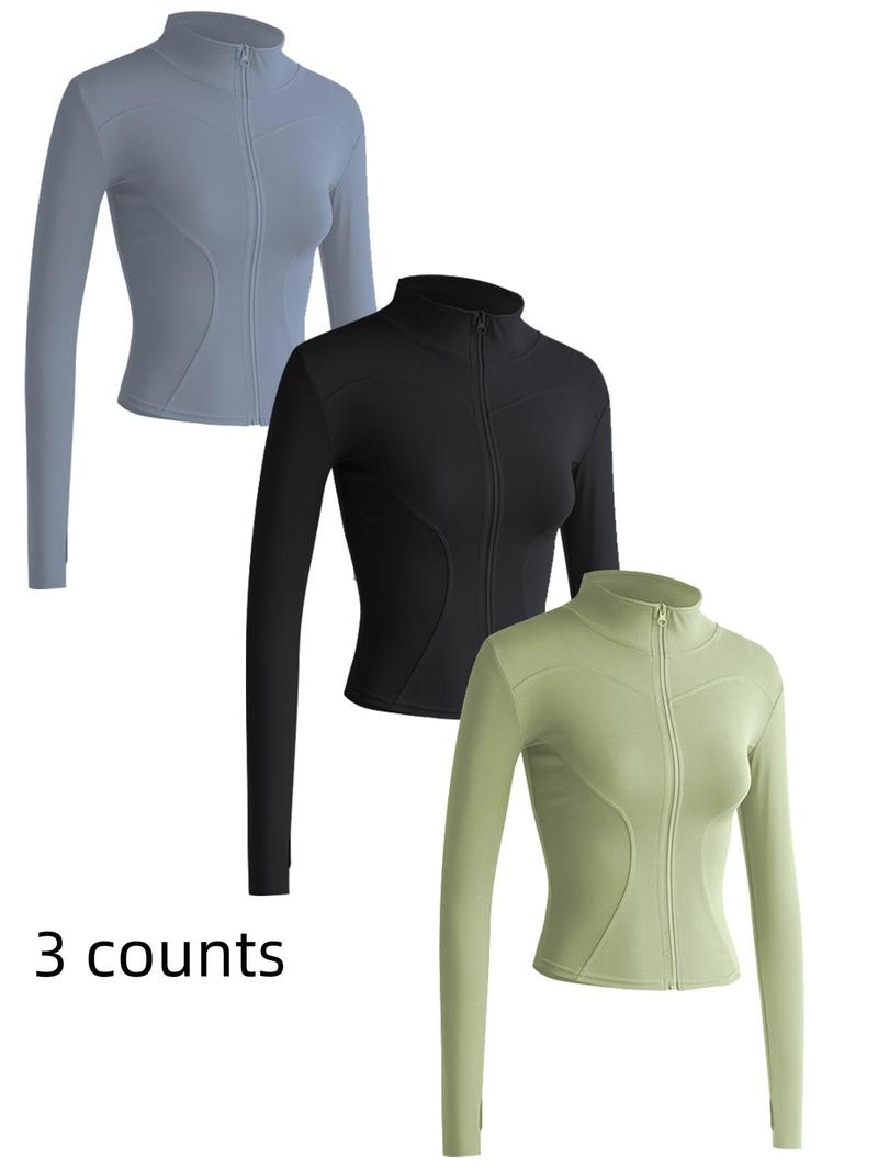 Mock Neck Sports Outerwear, Athletic Long Sleeve Sports Top, Gym Clothes, Comfortable Ladies Jacket for Indoor Outdoor Wear, Gym Clothing, Valentine's Day Gift for Girl, Fall Gift