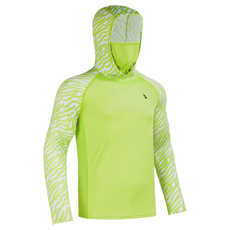 Sun UV Protection Hoodie Shirts, UPF 50+ Men Raglan Long Sleeve Lightweight Quick Dry Breathable Cooling Rash Guard with Mask Neck Gaiter for Outdoor, Hiking, Fishing, Boating, Biking, Sport, Gym, Constructing, Roofing, Landscaping, Gardening 915