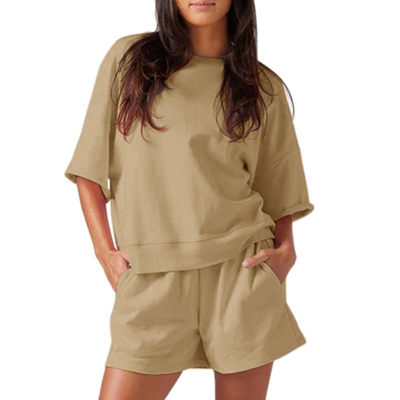 Womens 2 Piece Outfits Oversized Cropped Sweatshirt and High Waist Running Shorts Tracksuit Sets tracksuits men