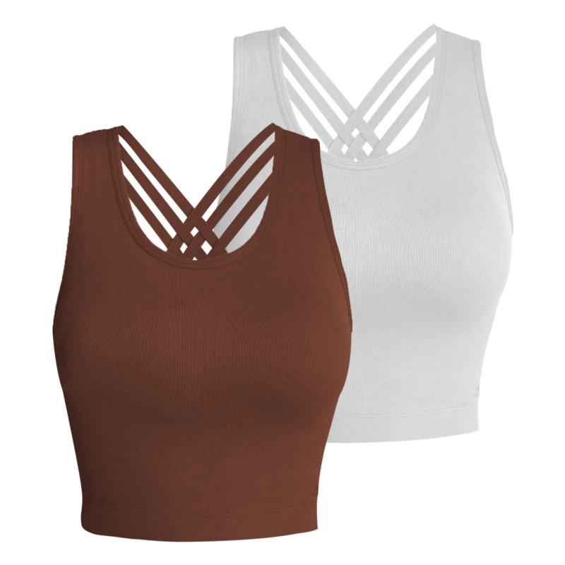 Pro-Fit Seamless 2 pieces  Cross-back sports bra, Comfortable, Support, Stretchy, Summer Outfits, everyday bra, Women Workout Clothes, Activewear 32678