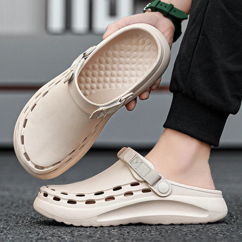 Quick-Dry EVA Solid Color Mens Sandals Fashion Trendy Lightweight Outdoor Travel Essentials Beach Shoes Casual Men’s Slippers
