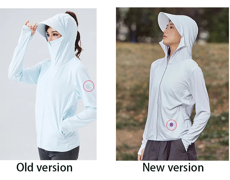 Summer Women Men Fishing Shirt UV Proof Coat Quick Dry Thin Sunscreen UPF50+ Outwear Hooded Cycling Beach Clothes