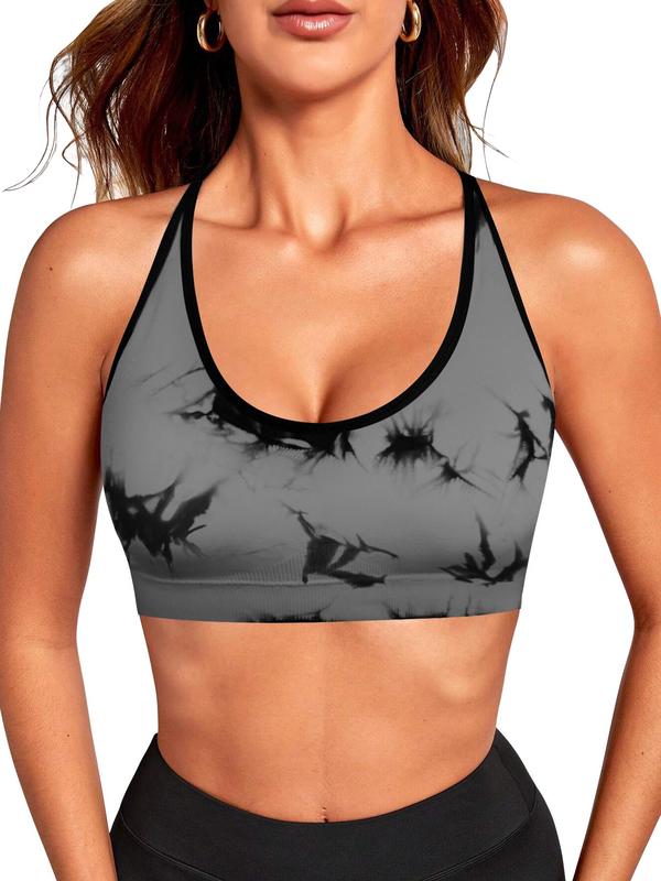 Women's Tie Dye Print Sports Bra, Breathable Comfortable High Stretch Sports Bra, Ladies Sportswear for Indoor Outdoor Wear, Women Workout Clothes