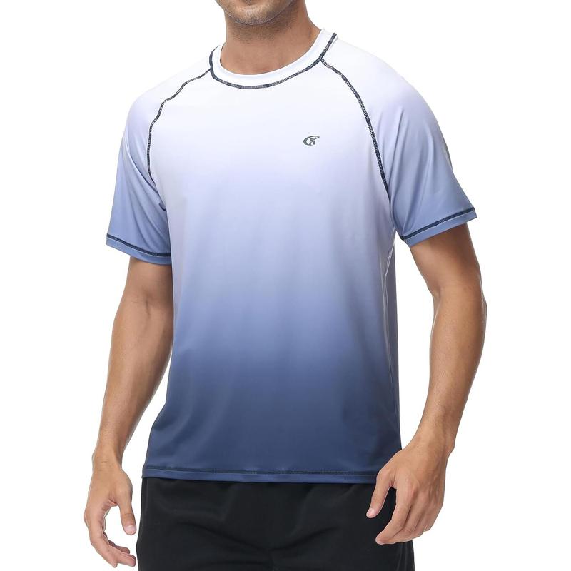 Men's UPF 50+ Rashguard Swim Tee Short Sleeve Running Shirt Swimwear Swim Hiking Workout Shirts #fathersdaygifts