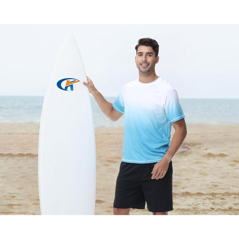 Men's UPF 50+ Rashguard Swim Tee Short Sleeve Running Shirt Swimwear Swim Hiking Workout Shirts #fathersdaygifts