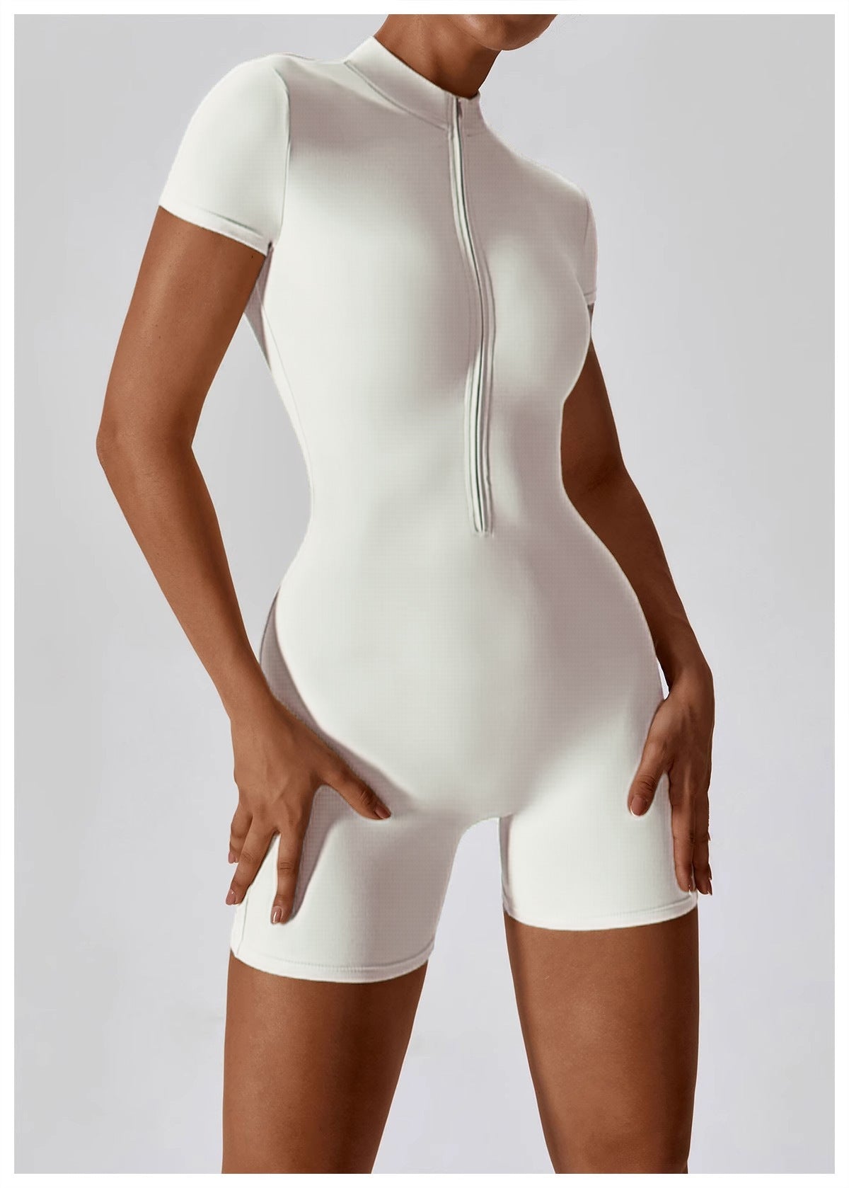 European and American Summer Zipper Short Sleeve Yoga Jumpsuit for Women Dance Fitness Tight Sports Jumpsuit Swimsuit