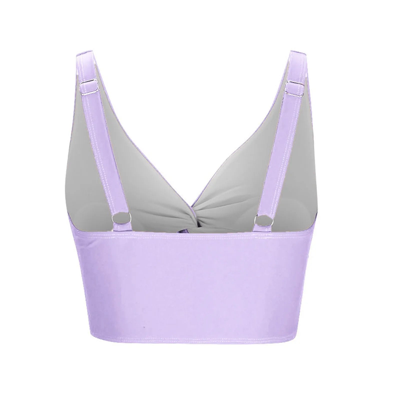 Women'S Swimsuit Top Solid Colour Bikini Swimsuit Fashion Gathering Push Up Tankini Swimsuit Sexy Backless Cross Strap Bikini