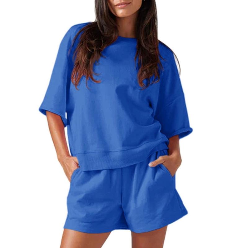 Womens 2 Piece Outfits Oversized Cropped Sweatshirt and High Waist Running Shorts Tracksuit Sets tracksuits men