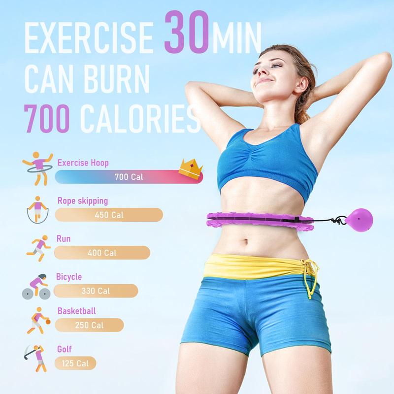 Weighted Hula Circle for Adults, Infinity Hoop Fit Plus Size 47 Inch/120cm, Include 24 Detachable Links and Waist Trainer for Women, Home Workout Equipment, Exercise Equipment, Home Training Equipment