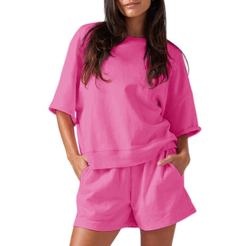 Womens 2 Piece Outfits Oversized Cropped Sweatshirt and High Waist Running Shorts Tracksuit Sets tracksuits men