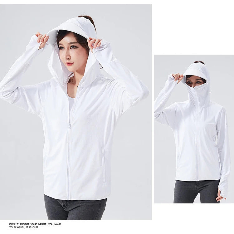 Summer Women Men Fishing Shirt UV Proof Coat Quick Dry Thin Sunscreen UPF50+ Outwear Hooded Cycling Beach Clothes