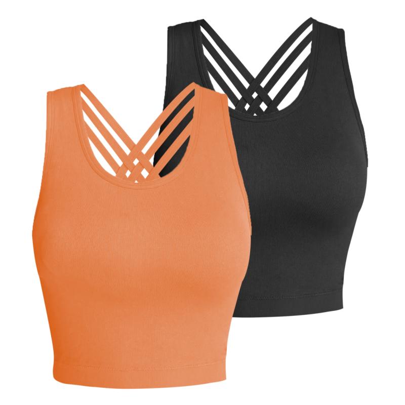 Pro-Fit Seamless 2 pieces  Cross-back sports bra, Comfortable, Support, Stretchy, Summer Outfits, everyday bra, Women Workout Clothes, Activewear 32678