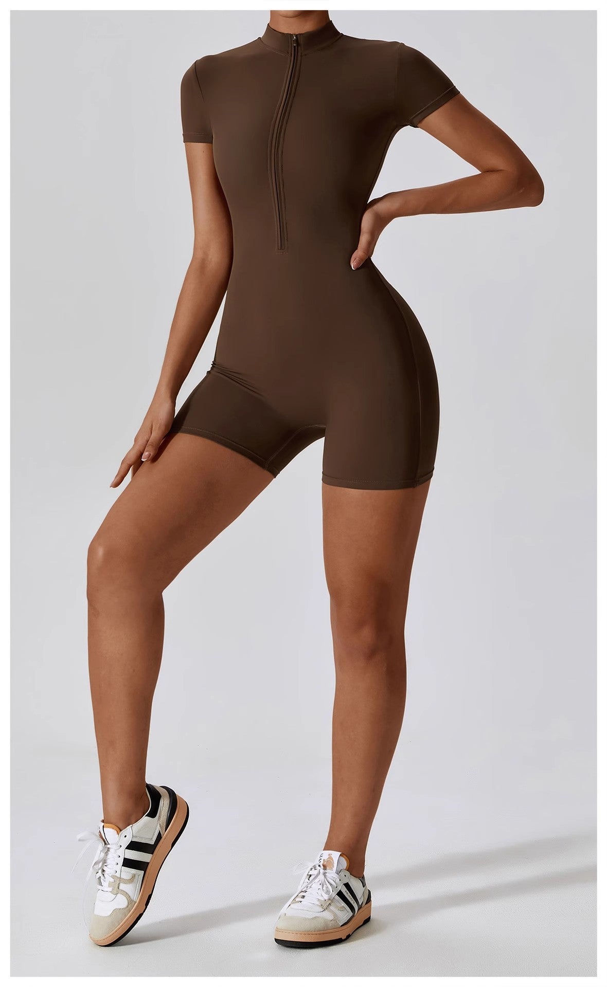 European and American Summer Zipper Short Sleeve Yoga Jumpsuit for Women Dance Fitness Tight Sports Jumpsuit Swimsuit