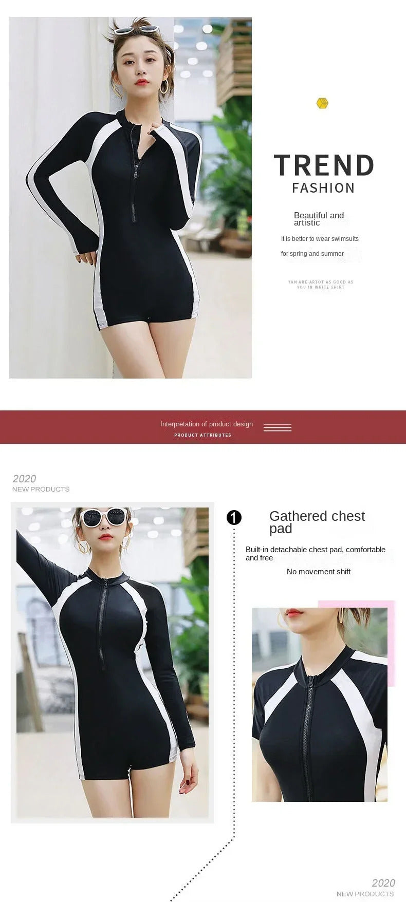 2024 Summer Sports One-piece Swimsuit Professional Women's Swimsuit Black Swimsuit Solid Color Swimming Beach Wear Long Style