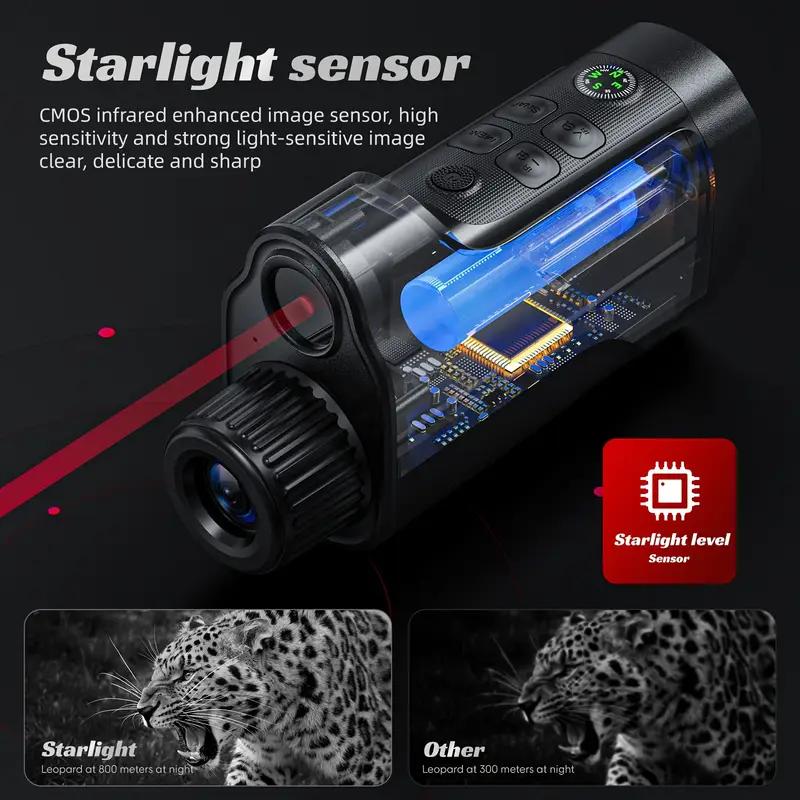 Night Vision Monocular, 2'' HD Screen Infrared Binoculars with Compass for Photos and Videos, Perfect for Adults Outdoor Camping and Wildlife Observation