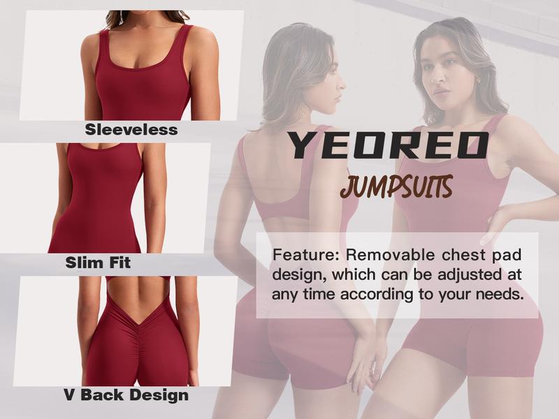 YEOREO One Piece  Jumpsuits for Women Backless Tummy Control Sleeveless Jumpsuits Lizvette V Back Scrunch Yoga Romper Gym Outfit Crop Top Workout Apparel Stretchable Activewear