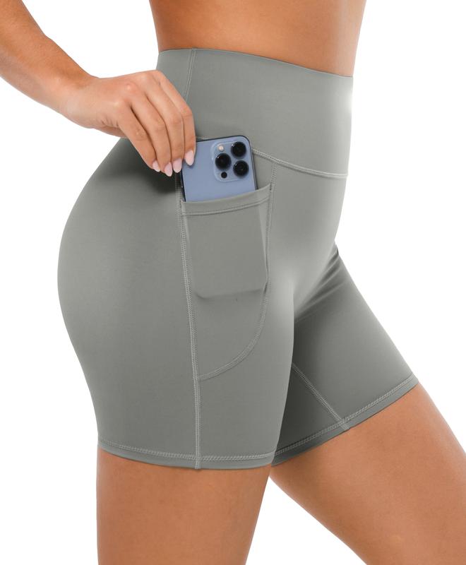 BRXL Women's 5 Inch Inseam Biker Shorts with Pockets High Waist Buttery Soft Yoga Athletic Gym Running Volleyball Spandex Shorts