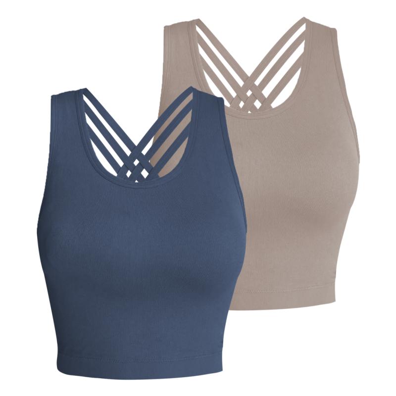 Pro-Fit Seamless 2 pieces  Cross-back sports bra, Comfortable, Support, Stretchy, Summer Outfits, everyday bra, Women Workout Clothes, Activewear 32678