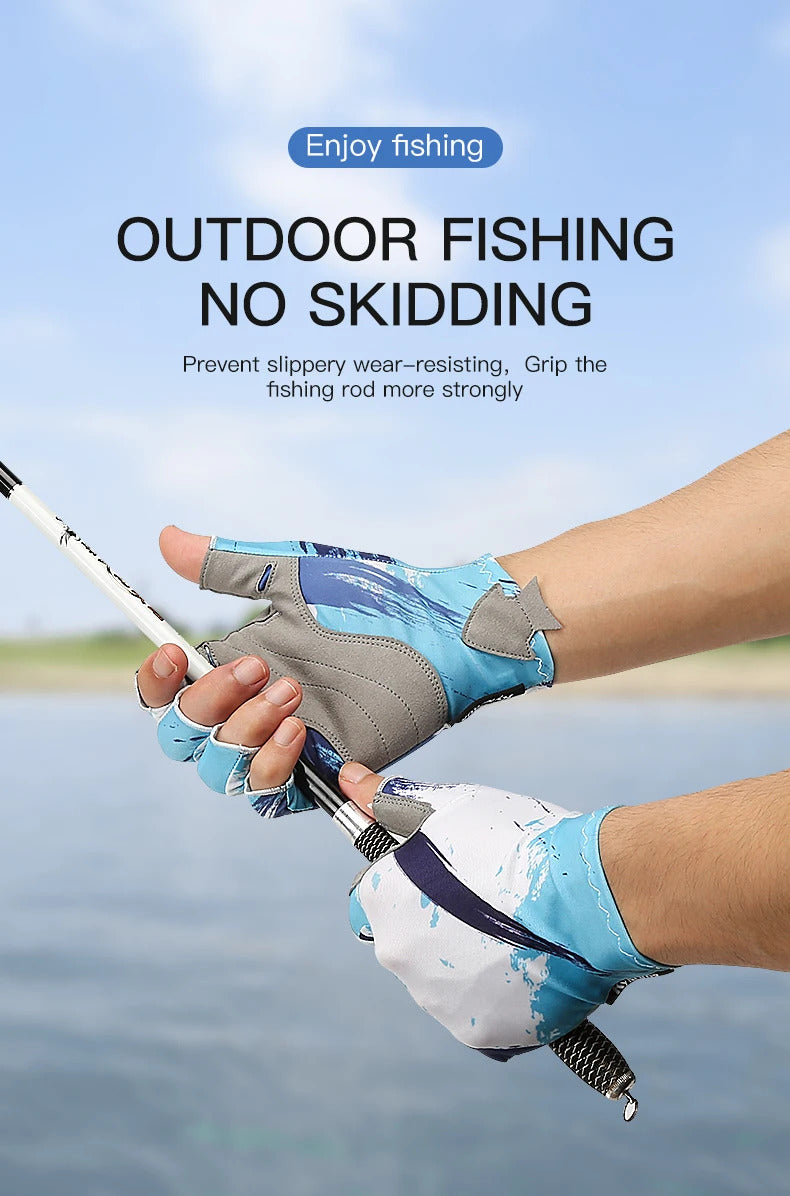 Outdoor Fishing Gloves Half Finger Men Women Anti-slip UV Wear Protection Sports Boating Fish Equipment Angling Sailing Gloves