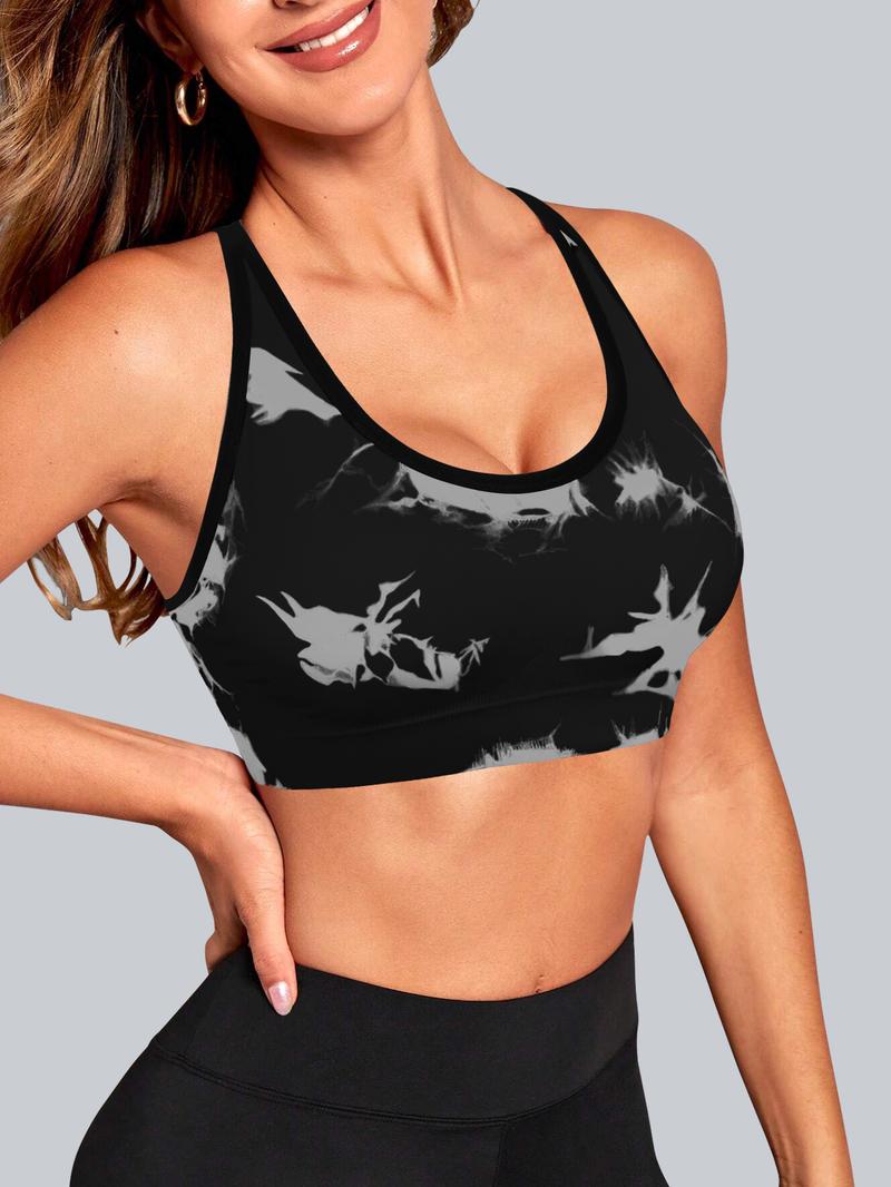 Women's Tie Dye Print Sports Bra, Breathable Comfortable High Stretch Sports Bra, Ladies Sportswear for Indoor Outdoor Wear, Women Workout Clothes