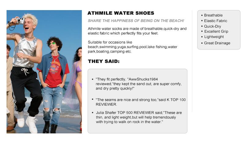Quick-Dry Water Shoes for Women & Men - Aqua Socks Barefoot Swim Beach Yoga Exercise Pool Camping Gift with Breathable Elastic Fabric and Anti-Slip Sole Watershoes