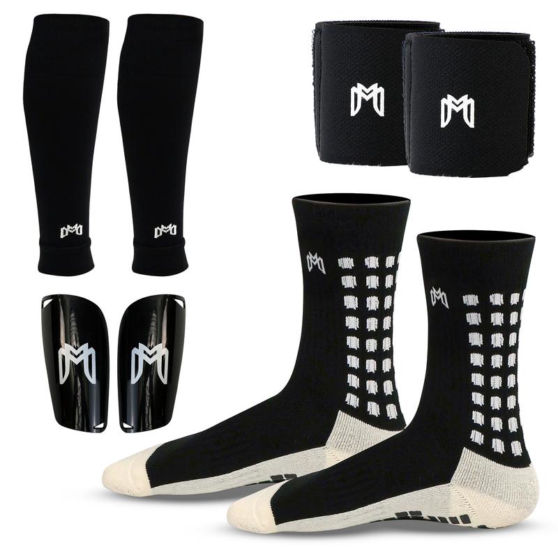 Elite Soccer Bundle - Grip Sock, Shin Guards, Pre-Cut Sock Sleeves, and Shin Guard Straps Bundle – Essential Equipment for Futbol Players