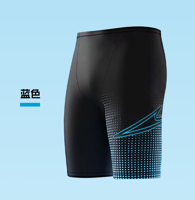 Adult Men's Summer Pure Black Large Size Professional Waterproof Quick Drying Bionic Fabric Sharkskin Swimming Trunks Wholesale