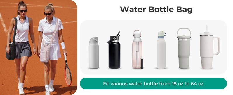 Water Bottle Holder Bag with Strap, 40/32 oz Gym Accessories with Phone Pocket, Sling Bag Purses for Women Drinkware Tumble