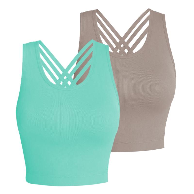 Pro-Fit Seamless 2 pieces  Cross-back sports bra, Comfortable, Support, Stretchy, Summer Outfits, everyday bra, Women Workout Clothes, Activewear 32678