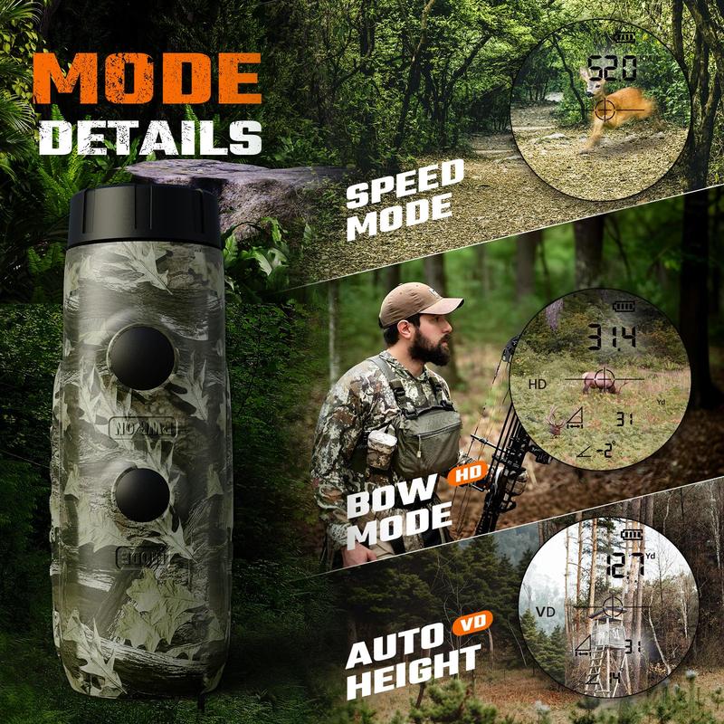 Hunting Rangefinder PF2E Precision Rangefinder, ±0.5yd Accuracy, 656Y Laser Range Finder,6X Magnification,Rain & Fog,bow Mode, Measuring speed,0.3s Instant Measurement,for Hunting & Golr rangefinder,Gift,Outdoor Surveying & Mapping