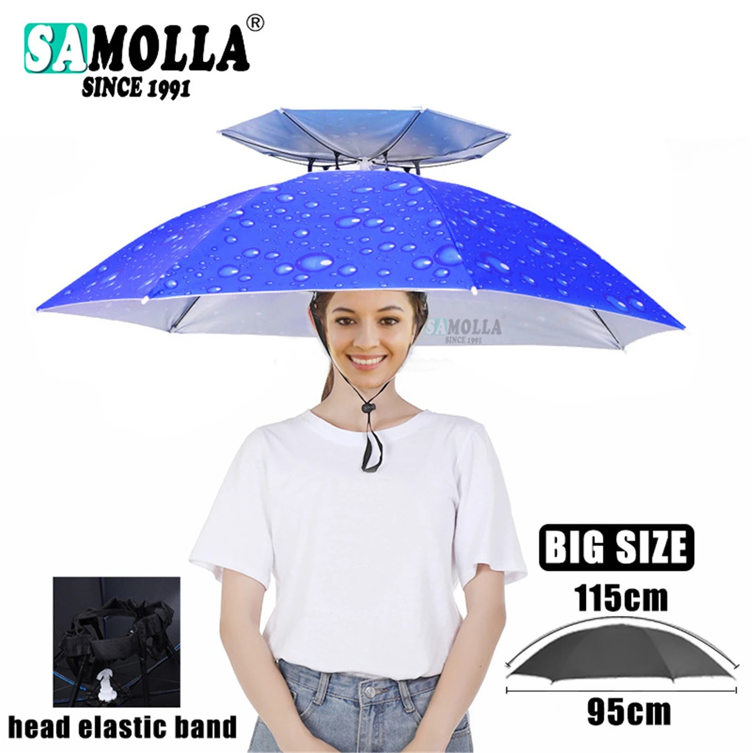 Portable Rain Umbrella Hat Army Green Foldable Outdoor Pesca Sun Shade Waterproof Camping Fishing Headwear Cap Beach Head Hats