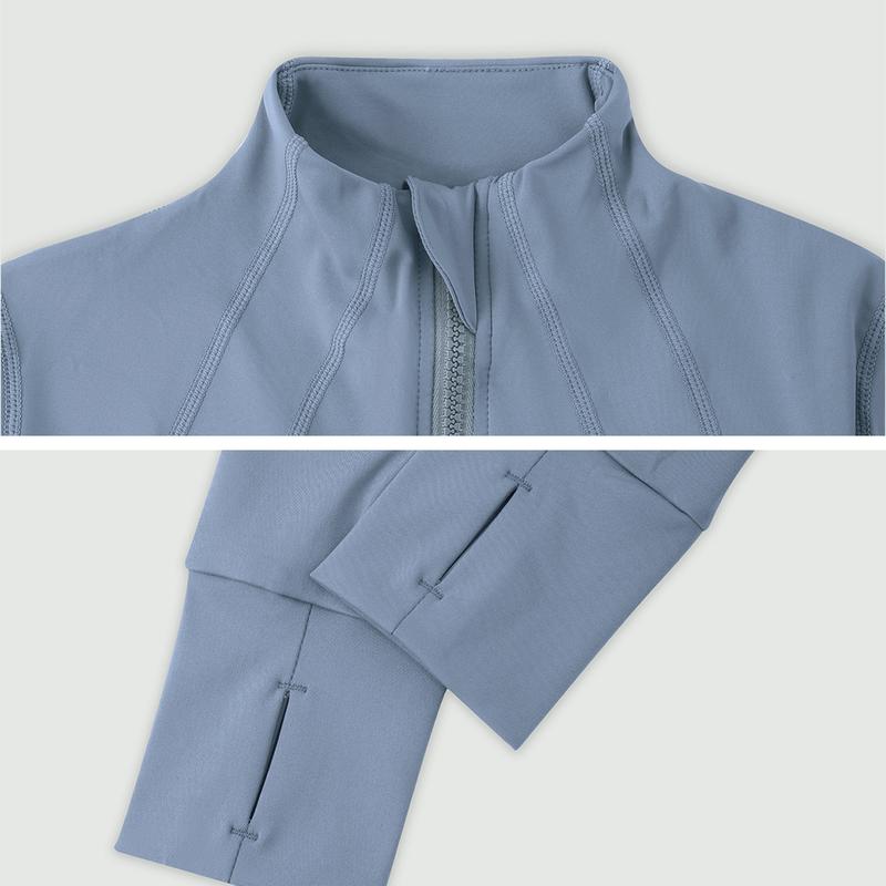 Women's Solid Color Multi-Functional Paneled Zippered Sports Yoga Jacket,gym workouts, badminton, and casual exercise. workout clothes women Design