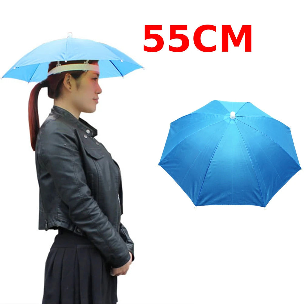 Portable Head Umbrella Hat Fishing Caps Anti-Rain Fishing Anti-Sun Umbrella Hat Adults Children Unisex Outdoor Pesca Sports Cap