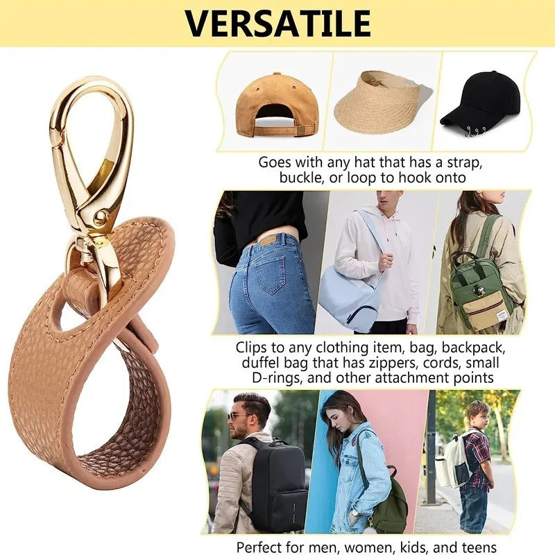 20pcs Travel Hat Clip Leather Simple Golf Baseball Hat Clip Summer Hat Strap Towel Glove Storage Wallet Buckle Hands-free Latch Clip