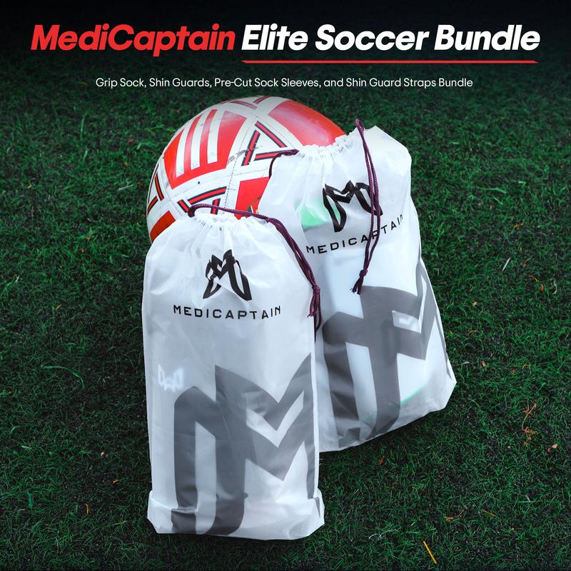 Elite Soccer Bundle - Grip Sock, Shin Guards, Pre-Cut Sock Sleeves, and Shin Guard Straps Bundle – Essential Equipment for Futbol Players