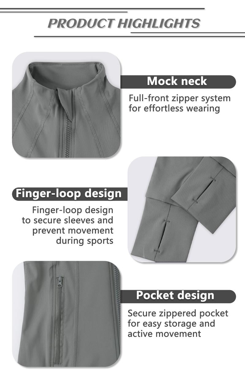 Women's Solid Color Multi-Functional Paneled Zippered Sports Yoga Jacket,gym workouts, badminton, and casual exercise. workout clothes women Design