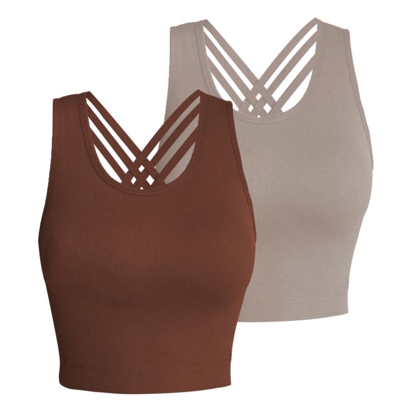 Pro-Fit Seamless 2 pieces  Cross-back sports bra, Comfortable, Support, Stretchy, Summer Outfits, everyday bra, Women Workout Clothes, Activewear 32678