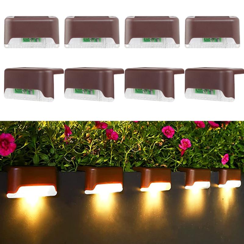 8-Pack Solar Deck Lights – Waterproof Outdoor LED Step Lights, Warm White, Auto On/Off, Easy Install for Patio, Stairs, Fence, Garden Landscape Lighting