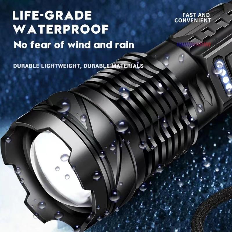 Laser Flashlight High Lumens Rechargeable 1 Pack/2 Pack, Super Bright Led Flashlights with 7 Light Modes, IPX6 Waterproof, Powerful Handheld Flash Light for Camping Home Emergencies