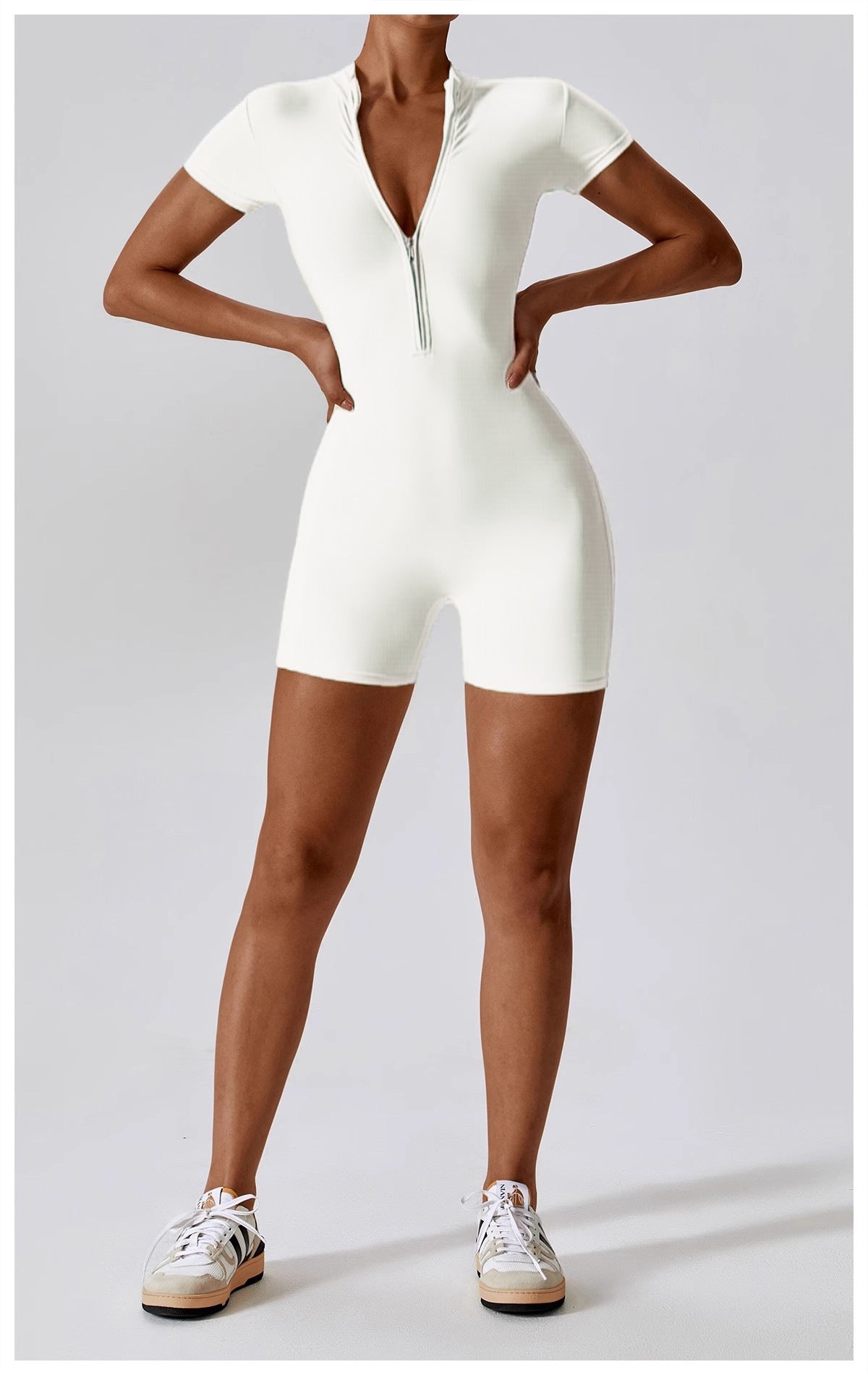 European and American Summer Zipper Short Sleeve Yoga Jumpsuit for Women Dance Fitness Tight Sports Jumpsuit Swimsuit