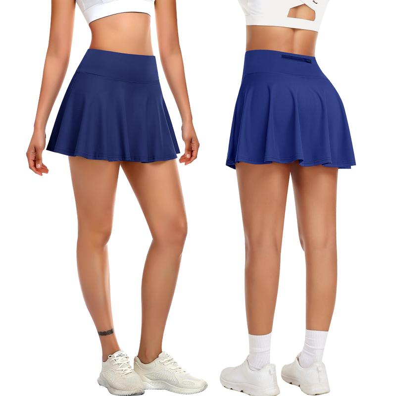 Women's Tennis Solid Pocket High Waist Athletic Skirt Pleated Golf Skorts with Pockets High Waisted Workout Running Casual Girl Skirts